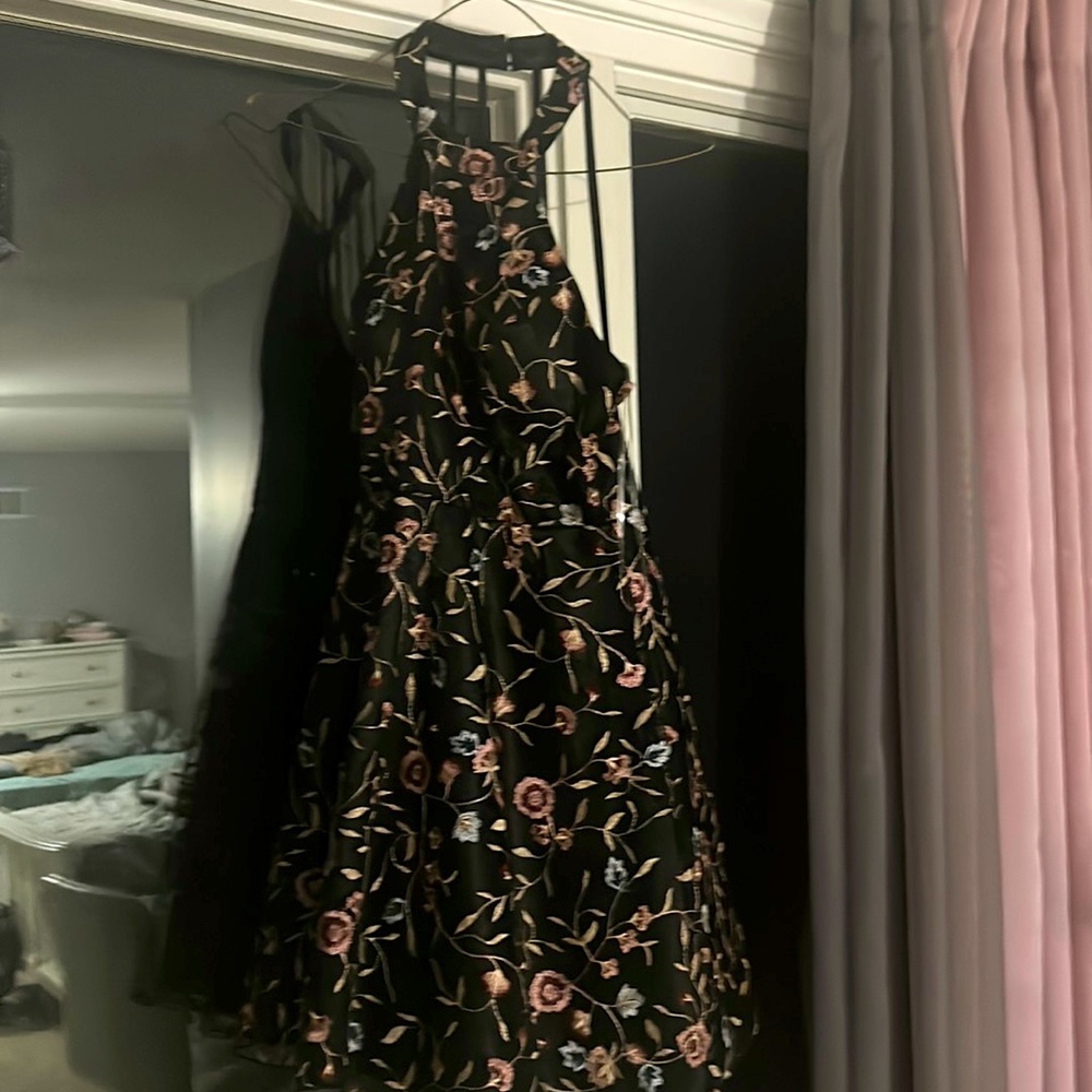 Sequence heart black floral midi dress.